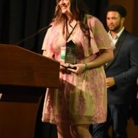 Jaelee Roberts accepts her 2021 Momentum Vocalist award - photo © Bill Reaves