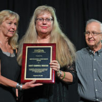 Wendy Tyner, Nancy Cardwell, and Fred Bartenstein at the 2021 IBMA Industry Awards - photo © Bill Reaves