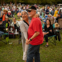 Dancers found plenty of room right next to the stage.  The Seldom Scene performed to a crowd of 1200 at Mount Airy Farm, Warsaw, VA Saturday September 25th, 2021 - photo by Jeromie Stephens