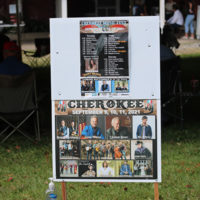 Music schedule posted at the 2021 Cherokee Music Fest - photo by Laura Tate Photography