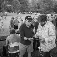 Ron Stewart signing autographs after the show. The Seldom Scene performed to a crowd of 1200 at Mount Airy Farm, Warsaw, VA Saturday September 25th, 2021 - photo by Jeromie Stephens