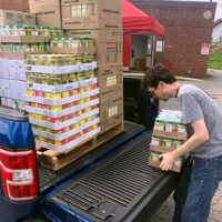 Emergency food and supplies delivered to relief center from Darren Nicholson's Facebook fundraiser