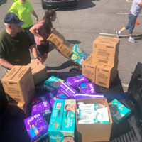 Emergency food and supplies delivered to relief center from Darren Nicholson's Facebook fundraiser