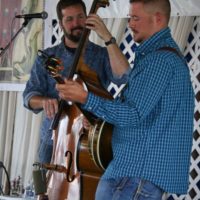 Zak McLamb and Justin Jenkins with Alan Bibey & Grasstowne at the 2021 Delaware Valley Bluegrass Festival - photo by Frank Baker