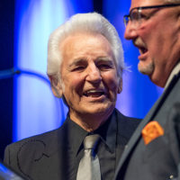 Danny Paisley and Del McCoury share Male Vocalist of the Year at the 2021 IBMA Bluegrass Music Awards - photo by Bill Reaves