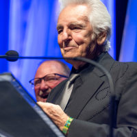 Danny Paisley and Del McCoury share Male Vocalist of the Year at the 2021 IBMA Bluegrass Music Awards - photo by Bill Reaves