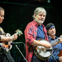 Sierra Hull, Béla Fleck, and Mark Schatz at 2021 IBMA Bluegrass Live! - photo © Bill Reaves