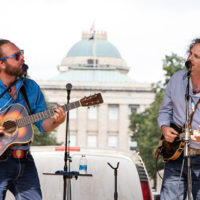 Sam Wharton and Mark Schimick at the 2021 IBMA Bluegrass Live! Streetfest - photo © Tara Linhardt