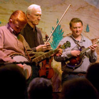 Jonathan and Andrew Hunt with Byron Berline - photo by Tom Dunning