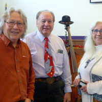 Jack Lawrence, Tom Isenhour, and Vivian Hopkins at Pete Corum's Memorial Service (1/31/22) - photo by Gary Hatley