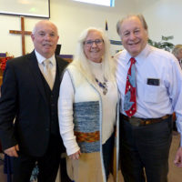 Connor Lambert, Vivian Hopkins, and Tom Isenhour at Pete Corum's Memorial Service (1/31/22) - photo by Gary Hatley