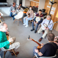 Banjo class at the 2022 Barcelona Bluegrass Camp