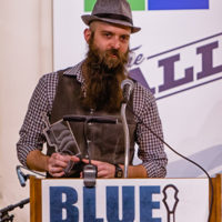 Blake Hylton accepts his father, Randall's, induction into the Blue Ridge Music Hall of Fame - photo Monty Combs