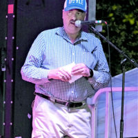Promoter Jeff Branch welcomes everyone to the 2022 Big Lick Bluegrass Festival - photo by Gary Hatley