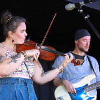 Allie Krall and Ben Kaufmann with Yonder Mountain String Band at The Deck in Muskegon, MI (5/25/22) - photo © Bryan Bolea
