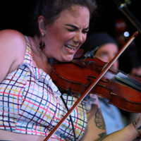 Allie Krall with Yonder Mountain String Band at The Deck in Muskegon, MI (5/25/22) - photo © Bryan Bolea