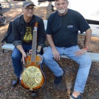 Eric O'Hara and Billy Samford with Eric's new RQ Jones guitar - photo © Bill Warren