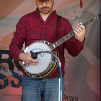 Chris Wade with Volume Five at the May 2022 Gettysburg Bluegrass Festival - photo by Frank Baker