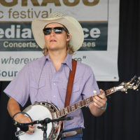 Jacob Flick with Nothin' Fancy at the 2022 Cherokee Bluegrass Festival - photo by Laura Tate Photography