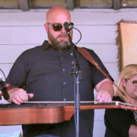Matt Leadbetter with the Dale Ann Bradley Band at the 2022 Jenny Brook Bluegrass Festival - photo by Ted Lehmann