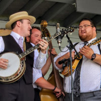 The Seth Mulder Band - Colton Powers, Max Ettling, and Seth Mulder at the 2022 Jenny Brook Bluegrass Festival - photo by Ted Lehmann