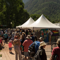 Lining up for the 49th Telluride Bluegrass Festival (June 2022) - photo by Anthony Verkuilen