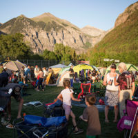 Camping with a Rocky Mountain view at the 49th Telluride Bluegrass Festival (June 2022) - photo by Anthony Verkuilen