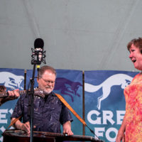 Lisa Houston singing with Dry Branch Fire Squad on High Meadow Stage at the 2022 Grey Fox Bluegrass Festival - photo © Tara Linhardt