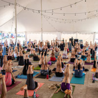 Morning yoga class with Lucy Weberling at the 2022 Grey Fox Bluegrass Festival - photo © Tara Linhardt