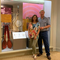 Darlene and Aaron Carr at the Earl Scruggs Center with their Jim Faulkner Mark V Ruben banjo once owned and played by Earl Scruggs