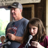 Jeff and Raylynn sang beautifully during open stage, accompanied by Kerry Franklin on guitar at the August '22 Bluegrass Jamboree - photo by Kristin Yarbrough