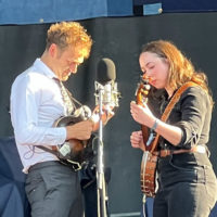 Chris Thile and Sarah Jarosz at the Green Mountain Bluegrass and Roots festival (8/20/22) - photo by Dale Cahill