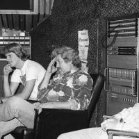 Rick Allred, Bill Yates, and Kent Dowell recording with The Country Gentlemen at Track Recorders - photo © Akira Otsuka