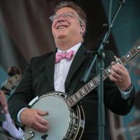 Ned Luberecki with the Becky Buller Band at the 2022 Earl Scruggs Music Festival - photo © Bryce Lafoon