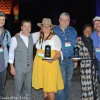 Full Cord Bluegrass with their Momentum Band of the Year award at World of Bluegrass (9/28/22) - photo © Bill Warren