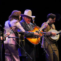 Wyatt Ellis, Molly Tuttle, and Max Wareham perform with Peter Rowan during his Bluegrass Music Hall of Fame induction - photo © Frank Baker