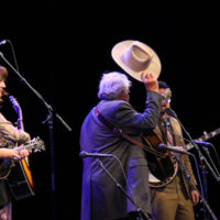 Peter Rowan bids farewell to the audience during his Bluegrass Music Hall of Fame induction - photo © Frank Baker