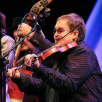 Michael Cleveland with Béla Fleck on the 2022 IBMA Bluegrass Music Awards (9/29/22) - photo © Frank Baker