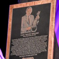 Paul "Moon" Mullins' plaque is unveiled during his Bluegrass Music Hall of Fame induction - photo © Frank Baker
