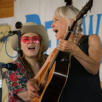 Hasee Ciaccio and Laurie Lewis at the 2022 Delaware Valley Bluegrass Festival - photo by Frank Baker