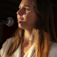Sarah Amos at the 2022 Delaware Valley Bluegrass Festival - photo by Frank Baker