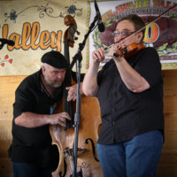 Chris Douglas and Michael Cleveland at the 2022 Delaware Valley Bluegrass Festival - photo by Frank Baker