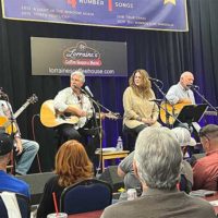 Larry Cordle, Jerry Salley, Donna Ulisse, Rick Stanley, and Daryl Mosley in the Songwriters Showcase at Lorraine's Coffee House (9/28/22) - photo by Gary Hatley