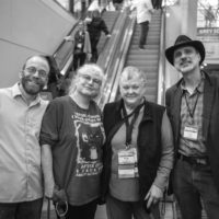 Mark Delaney, Ruth Goldberg, Katy Daley, and Danny Knicely at IBMA Bluegrass Live! - photo © Jeromie Stephens