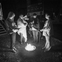 Campfire relief from the cold stageside at the debut Blue Highway Fest (10/22)- photo © Jeromie Stephens