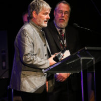 Béla Fleck accepts his Instrumental Group of the Year award (9/29/22) - photo © Frank Baker