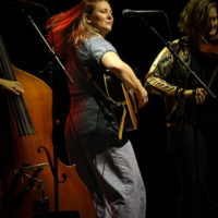 Celia Woodsmith with Della Mae at the IBMA Bluegrass Live! festival (10/1/22) - photo © Frank Baker