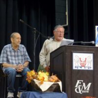 Jim Fraley is honored by Randy Mauldin at the Granite Quarry Fiddlers’ Convention (10/8/22) - photo by Gary Hatley