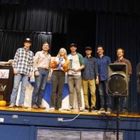 2022 Granite Quarry Fiddlers Convention first place bluegrass band: Morgan Brown & Railroad Street Revival: Noah Stills (banjo), Caleb Munson (guitar), Morgan Brown (lead vocals) Andrew Brown (mandolin), Alec McCallister, (fiddle), James Paquette (Dobro), Will Thrailkill (bass) (10/8/22) - photo by Gary Hatley