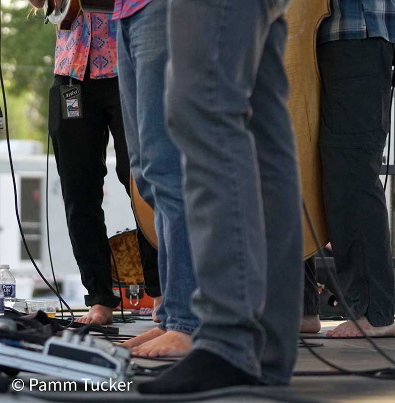 Pretend Friend shoeless at the 2022 Oklahoma International Bluegrass Festival - photo © Pamm Tucker